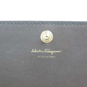 未使用 サルヴァトーレフェラガモ レザー ダークブラウン チェーンウォレット 長財布 1394【中古】Salvatore Ferragamo