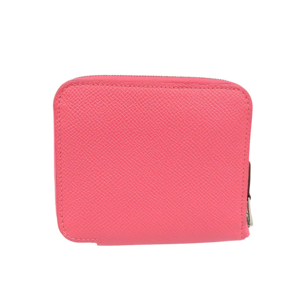 美品 エルメス アザップ コンパクト シルクイン X刻印 ヴォーエプソン シルバー金具 ローズアザレ コインケース 二つ折り財布 1395【中古】HERMES