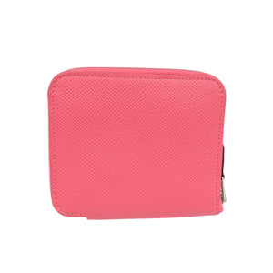 美品 エルメス アザップ コンパクト シルクイン X刻印 ヴォーエプソン シルバー金具 ローズアザレ コインケース 二つ折り財布 1395【中古】HERMES