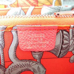 美品 エルメス アザップ コンパクト シルクイン X刻印 ヴォーエプソン シルバー金具 ローズアザレ コインケース 二つ折り財布 1395【中古】HERMES