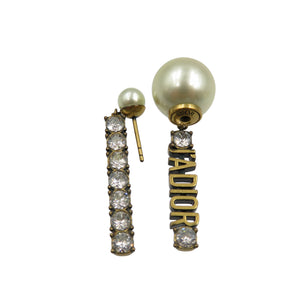 新品同様 クリスチャンディオール J'ADIOR パール ラインストーン ゴールド ホワイト ピアス 1404【中古】Christian Dior