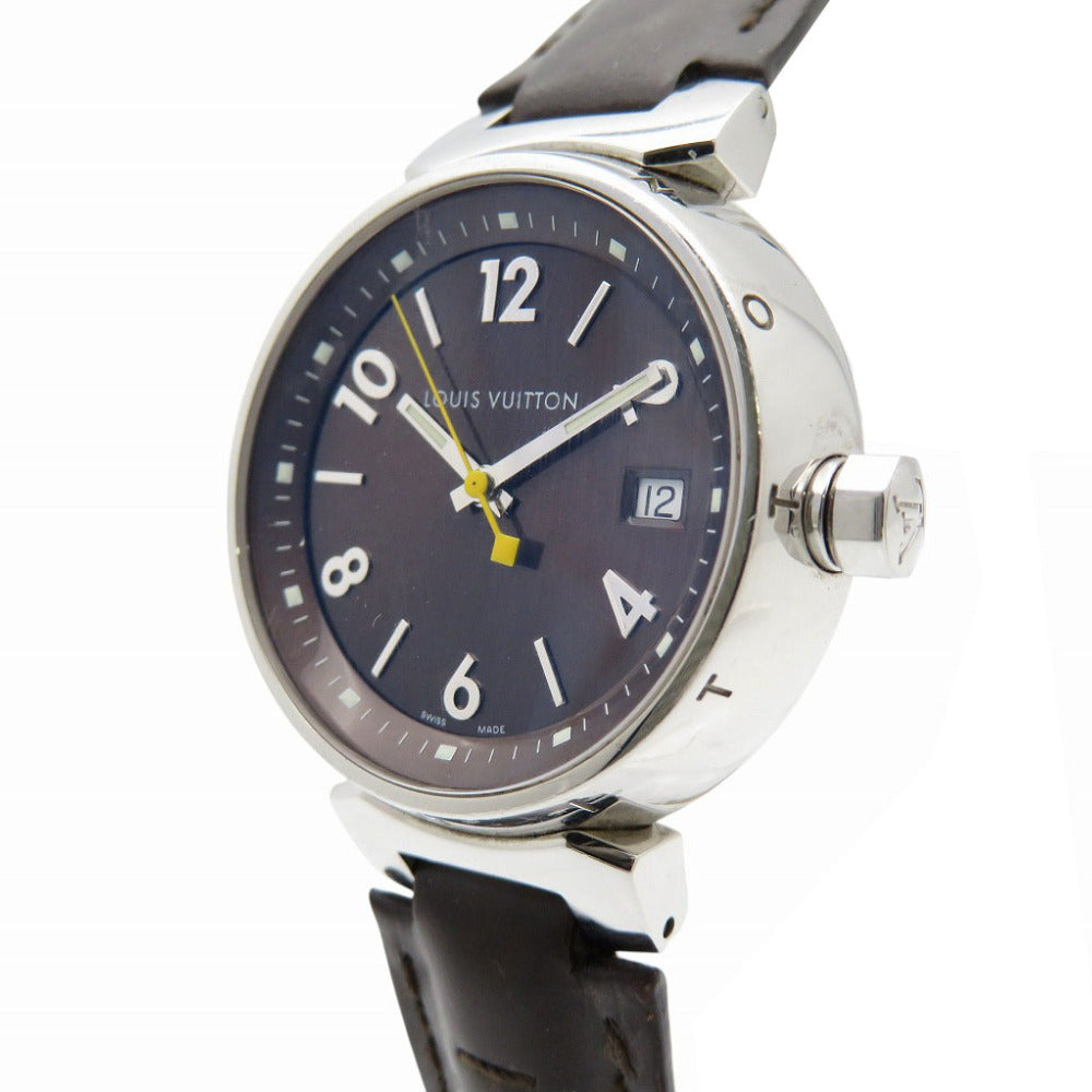 ルイヴィトン タンブール Q1311 クオーツ 腕時計 SS/レザー ブラウン LV 1419【中古】LOUIS VUITTON レディース