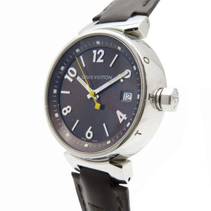 ルイヴィトン タンブール Q1311 クオーツ 腕時計 SS/レザー ブラウン LV 1419【中古】LOUIS VUITTON レディース