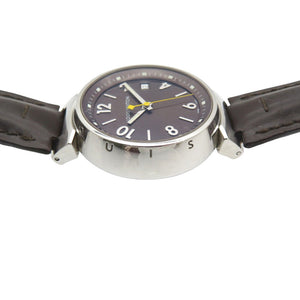 ルイヴィトン タンブール Q1311 クオーツ 腕時計 SS/レザー ブラウン LV 1419【中古】LOUIS VUITTON レディース