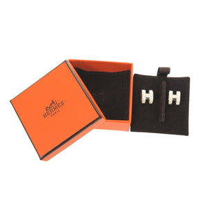 未使用 エルメス ポップアッシュ ミニ メタル ホワイト ピアス 白 1425【中古】HERMES