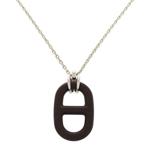 美品 エルメス シェーヌ ダンクル H077349FP01 メタル ヴュルカニウム ブラウン ネックレス 1444【中古】HERMES