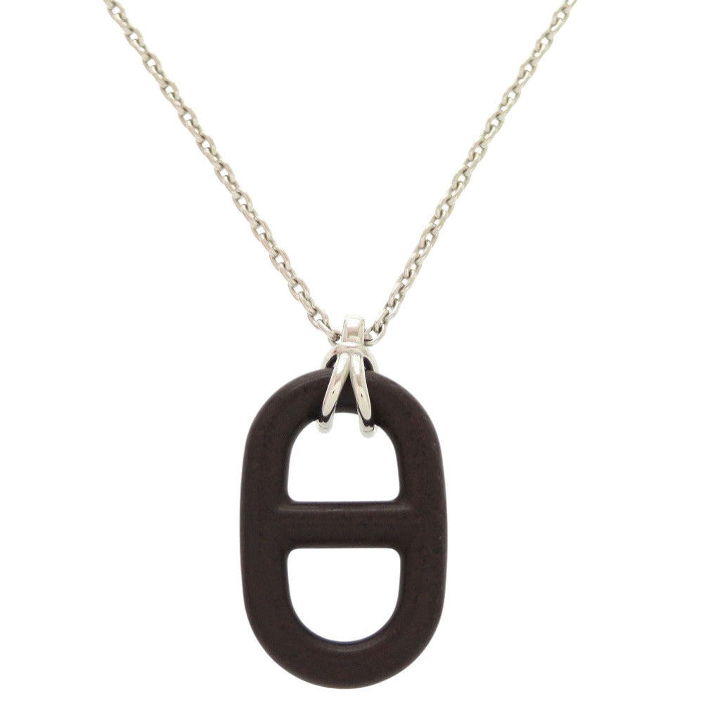 美品 エルメス シェーヌ ダンクル H077349FP01 メタル ヴュルカニウム ブラウン ネックレス 1444【中古】HERMES