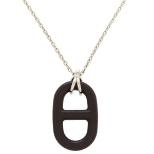 美品 エルメス シェーヌ ダンクル H077349FP01 メタル ヴュルカニウム ブラウン ネックレス 1444【中古】HERMES