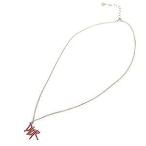 美品 クリスチャンディオール × ショーン ステューシー ロゴ N1386HOMMT メタル ストーン レッド シルバー ネックレス 1446【中古】Christian Dior