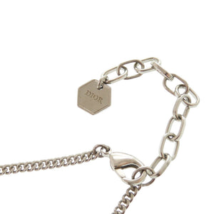 美品 クリスチャンディオール × ショーン ステューシー ロゴ N1386HOMMT メタル ストーン レッド シルバー ネックレス 1446【中古】Christian Dior
