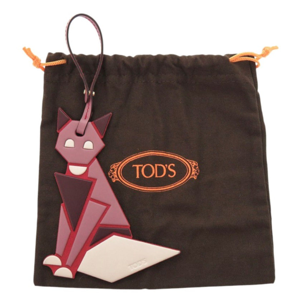 美品 トッズ バッグチャーム フォックス キーホルダー レザー ピンク きつね 1456【中古】TOD’S