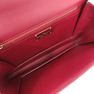 美品 サルヴァトーレフェラガモ ヴァラ リボン スエード ボルドー チェーンショルダーバッグ 1461【中古】Salvatore Ferragamo