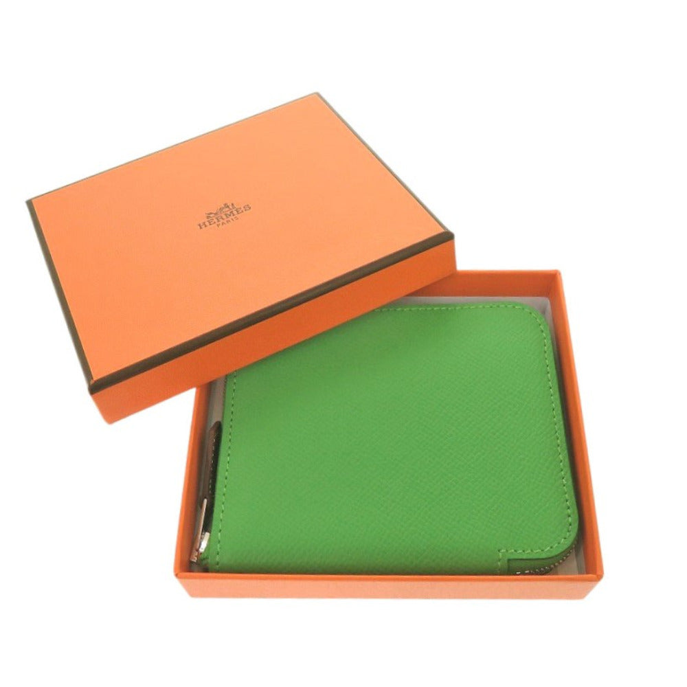 新品同様 エルメス アザップ シルクイン コンパクト ヴォーエプソン ヴェールユッカ セレスト B刻印(2023年製) コインケース 1475【中古】HERMES