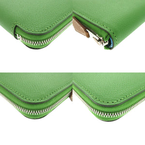 新品同様 エルメス アザップ シルクイン コンパクト ヴォーエプソン ヴェールユッカ セレスト B刻印(2023年製) コインケース 1475【中古】HERMES