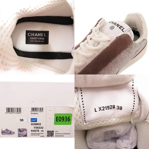 新品同様 シャネル ココマーク ウール スウェード サイズ38 ブラウン グレー スニーカー 1520【中古】CHANEL