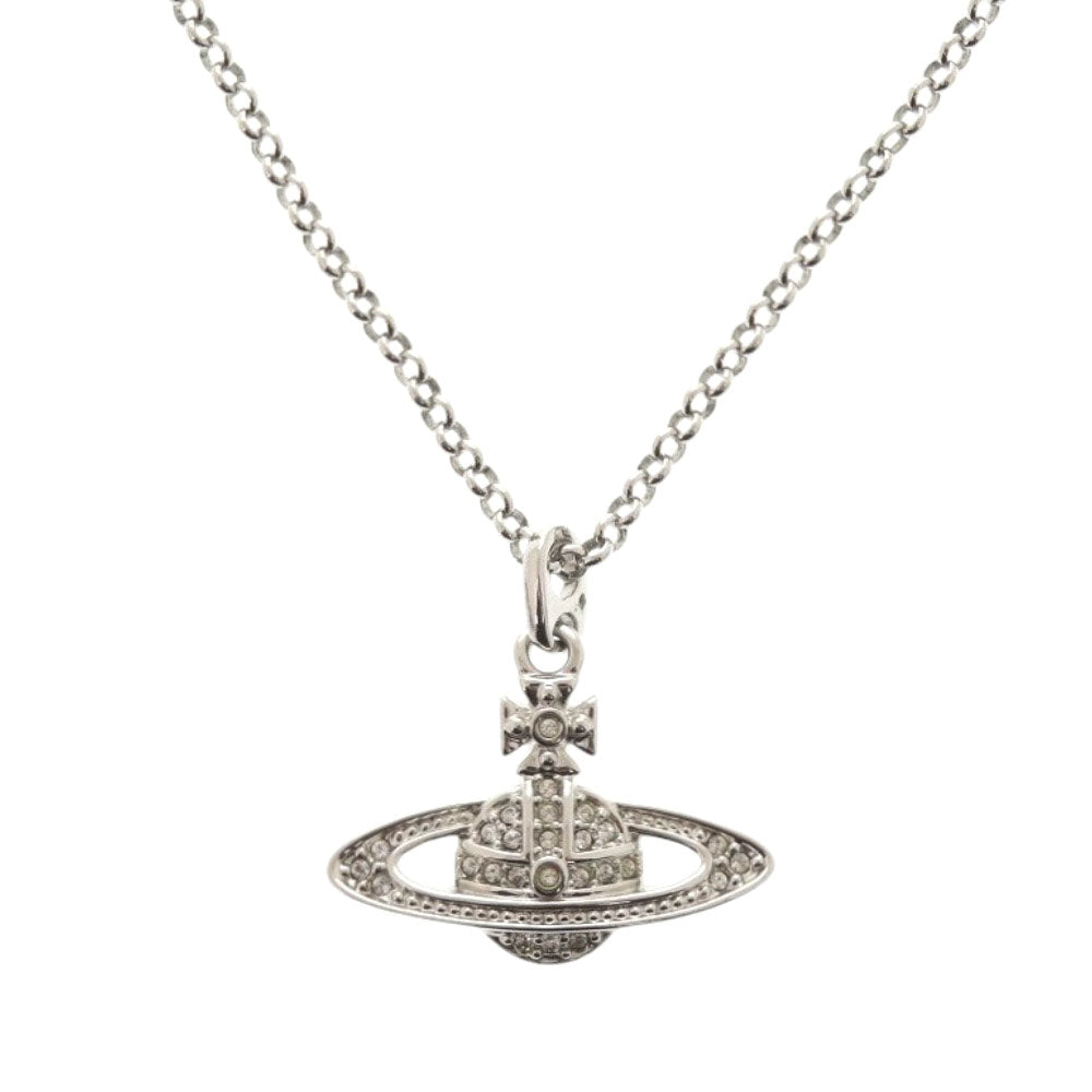 新品同様 ヴィヴィアンウエストウッド オーブ MINI BAS RELIEF ミニバスレリーフ ネックレス 真鍮/ラインストーン シルバー 1533【中古】Vivienne Westwood