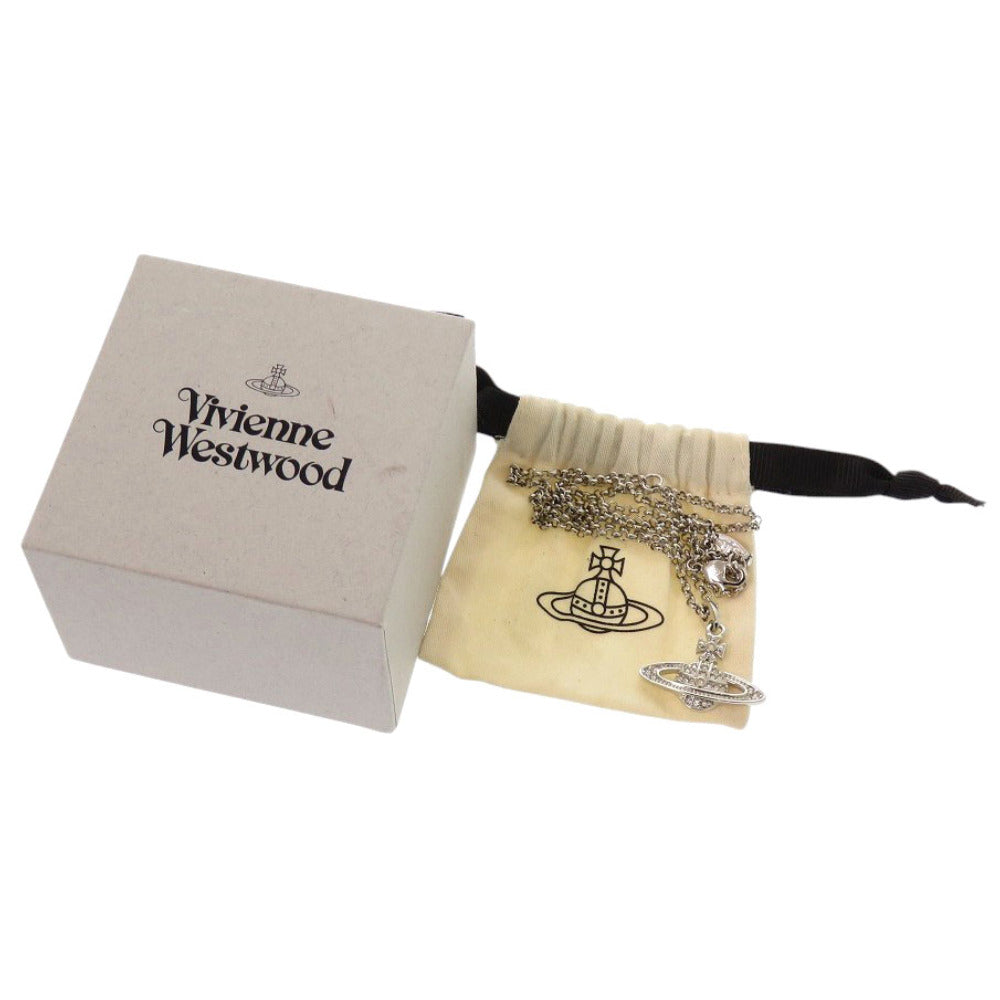 新品同様 ヴィヴィアンウエストウッド オーブ MINI BAS RELIEF ミニバスレリーフ ネックレス 真鍮/ラインストーン シルバー 1533【中古】Vivienne Westwood