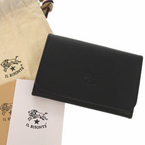 新品同様 イルビゾンテ バケッタスムース 二つ折り パスケース カードケース レザー ブラック 1541【中古】IL BISONTE