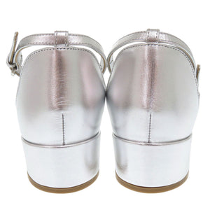 新品同様 サルヴァトーレフェラガモ ガンチーニ レザー シルバー サイズ6C サンダル 1543【中古】Salvatore Ferragamo