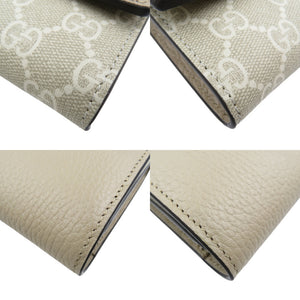 未使用 グッチ プチマーモント ダブルG バイカラー コンチネンタルウォレット 456116 GGスプリームキャンバス レザー ベージュ 長財布 1593【中古】GUCCI