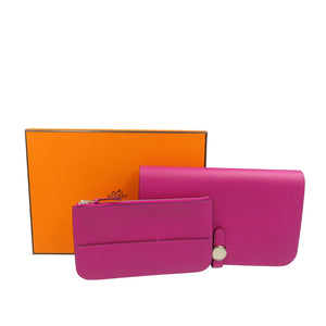 未使用 エルメス ドゴンデュオ エバーカラー シルバー金具 ローズパープル A刻印 長財布 1600【中古】HERMES