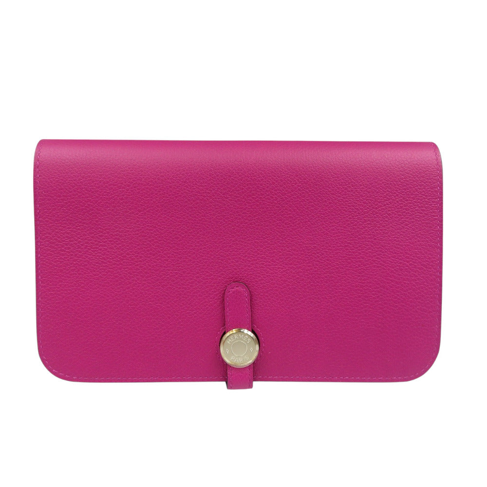 未使用 エルメス ドゴンデュオ エバーカラー シルバー金具 ローズパープル A刻印 長財布 1600【中古】HERMES