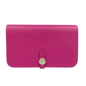 未使用 エルメス ドゴンデュオ エバーカラー シルバー金具 ローズパープル A刻印 長財布 1600【中古】HERMES