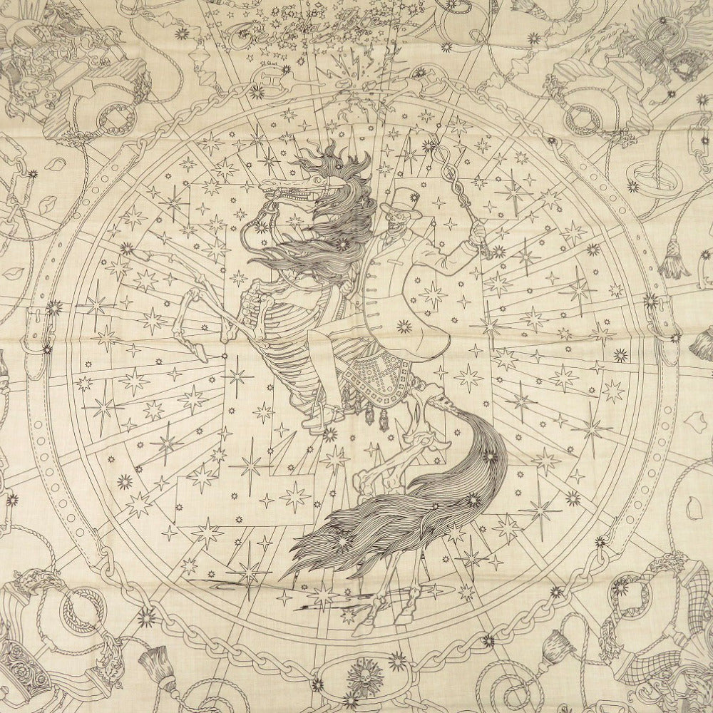 新品同様 エルメス カレジェアン140 C'est la Fete セラフェット 大判 ストール 野村大輔 ショール カシミヤ シルク ベージュ 1604【中古】HERMES