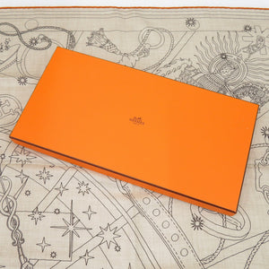 新品同様 エルメス カレジェアン140 C'est la Fete セラフェット 大判 ストール 野村大輔 ショール カシミヤ シルク ベージュ 1604【中古】HERMES
