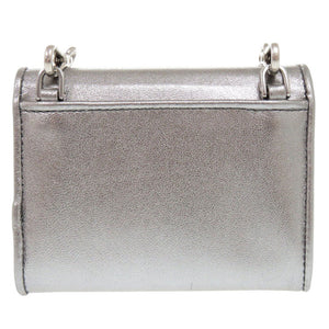 新品同様 ミュウミュウ 5MR030 レザー シルバー チェーン付きカードケース 1631【中古】MIUMIU