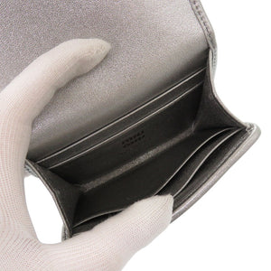 新品同様 ミュウミュウ 5MR030 レザー シルバー チェーン付きカードケース 1631【中古】MIUMIU