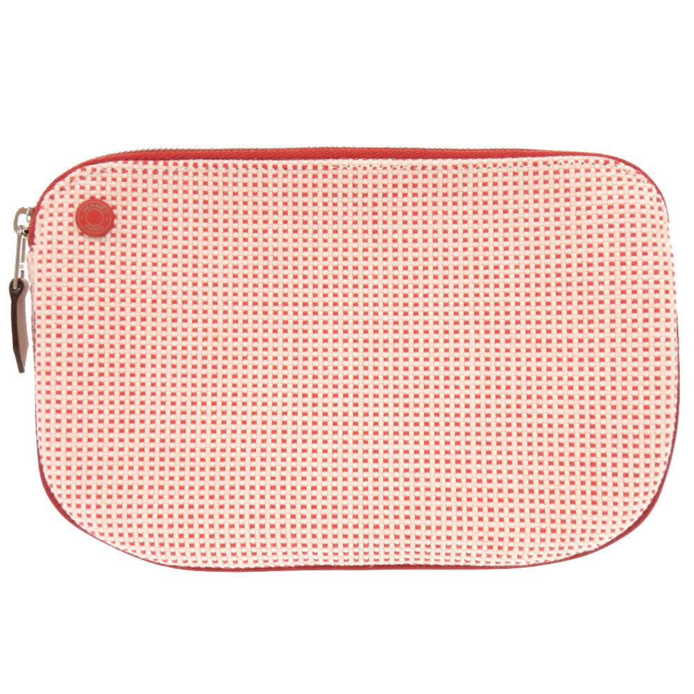 新品同様 エルメス エシャぺ コットン コニャック シルバー金具 ポーチ バッグ 0013 【中古】 HERMES