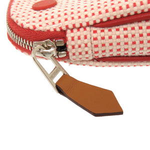 新品同様 エルメス エシャぺ コットン コニャック シルバー金具 ポーチ バッグ 0013 【中古】 HERMES