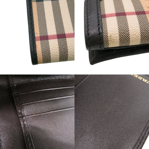 美品 バーバリー チェック PVC レザー ベージュ 二つ折り財布 0024【中古】BURBERRY