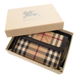 美品 バーバリー チェック PVC レザー ベージュ 二つ折り財布 0024【中古】BURBERRY