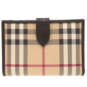 美品 バーバリー チェック PVC レザー ベージュ 二つ折り財布 0024【中古】BURBERRY