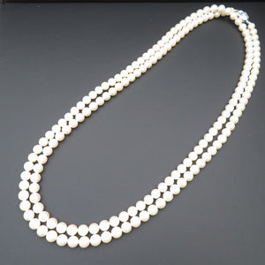 美品 アコヤ真珠7-7.5mm 120cm ロングネックレス アコヤパール シルバー 留め具付き 0039【中古】レディース