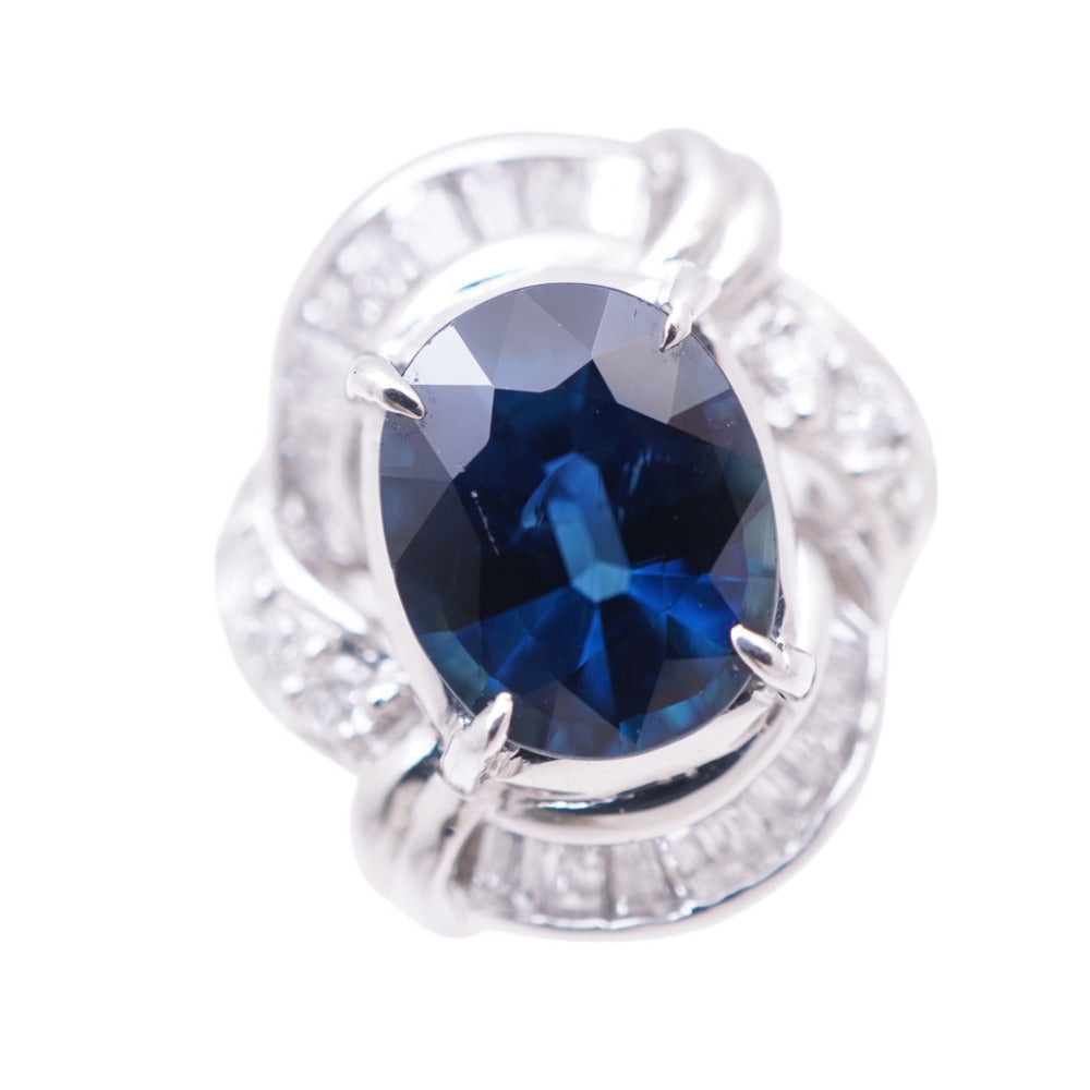 美品 ブルーサファイア3.55ct ダイヤ1.01ct Pt900 リング 指輪 プラチナ ダイヤモンド 12.5号 0040【中古】レディース
