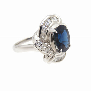 美品 ブルーサファイア3.55ct ダイヤ1.01ct Pt900 リング 指輪 プラチナ ダイヤモンド 12.5号 0040【中古】レディース