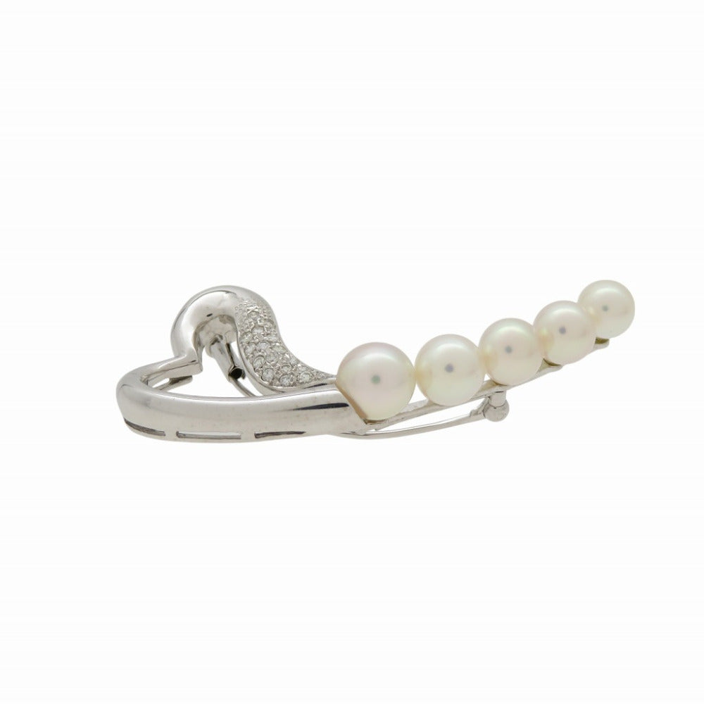 美品 パール 6.5-8mm K14WG ブローチ K14ホワイトゴールド/パール ジュエリー 0042【中古】 レディース