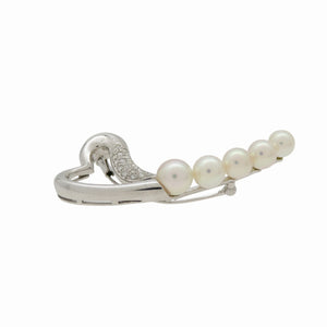 美品 パール 6.5-8mm K14WG ブローチ K14ホワイトゴールド/パール ジュエリー 0042【中古】 レディース