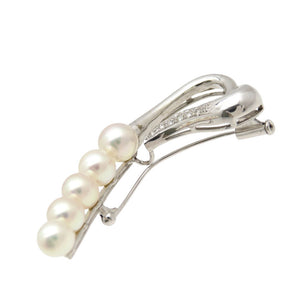 美品 パール 6.5-8mm K14WG ブローチ K14ホワイトゴールド/パール ジュエリー 0042【中古】 レディース