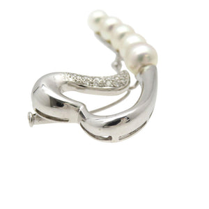 美品 パール 6.5-8mm K14WG ブローチ K14ホワイトゴールド/パール ジュエリー 0042【中古】 レディース