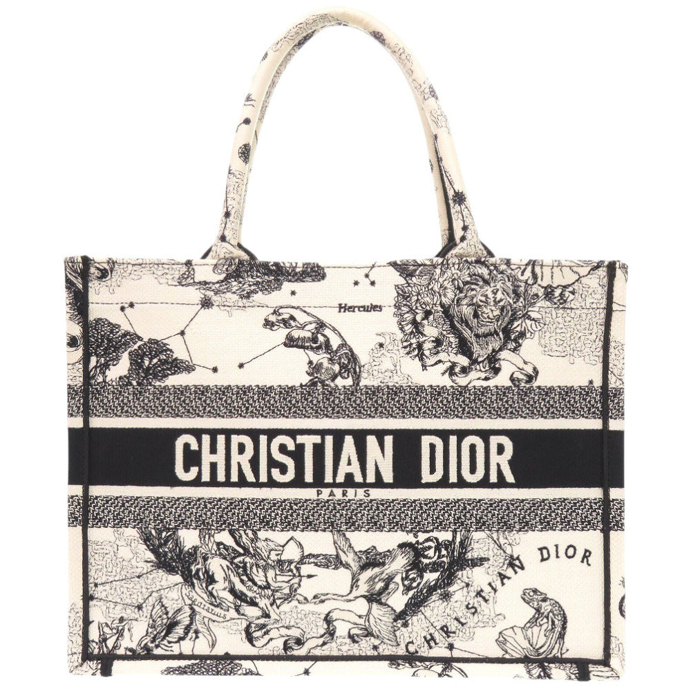 美品 クリスチャンディオール ブックトート ミディアム M1296ZRHZ-M06E キャンバス ホワイト トートバッグ 白 0044【中古】Christian Dior