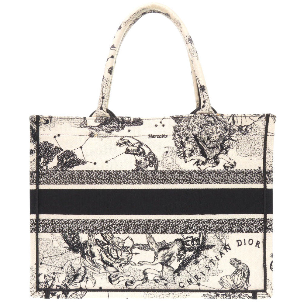 美品 クリスチャンディオール ブックトート ミディアム M1296ZRHZ-M06E キャンバス ホワイト トートバッグ 白 0044【中古】Christian Dior