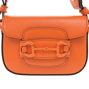 未使用 グッチ 2WAY ホースビット 726863 レザー オレンジ ショルダーバッグ ポシェット 0069【中古】GUCCI