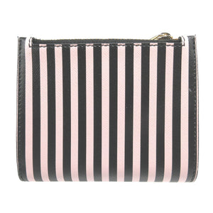 新品同様 サルヴァトーレ フェラガモ ヴァラリボン ストライプ レザー ブラック 黒 ピンク 2つ折り財布 財布 0072【中古】Salvatore Ferragamo