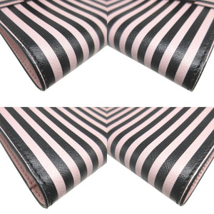 新品同様 サルヴァトーレ フェラガモ ヴァラリボン ストライプ レザー ブラック 黒 ピンク 2つ折り財布 財布 0072【中古】Salvatore Ferragamo