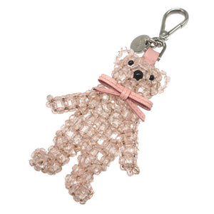 美品 プラダ ベア くま クリスタル ピンク バッグチャーム キーホルダー 0076【中古】PRADA