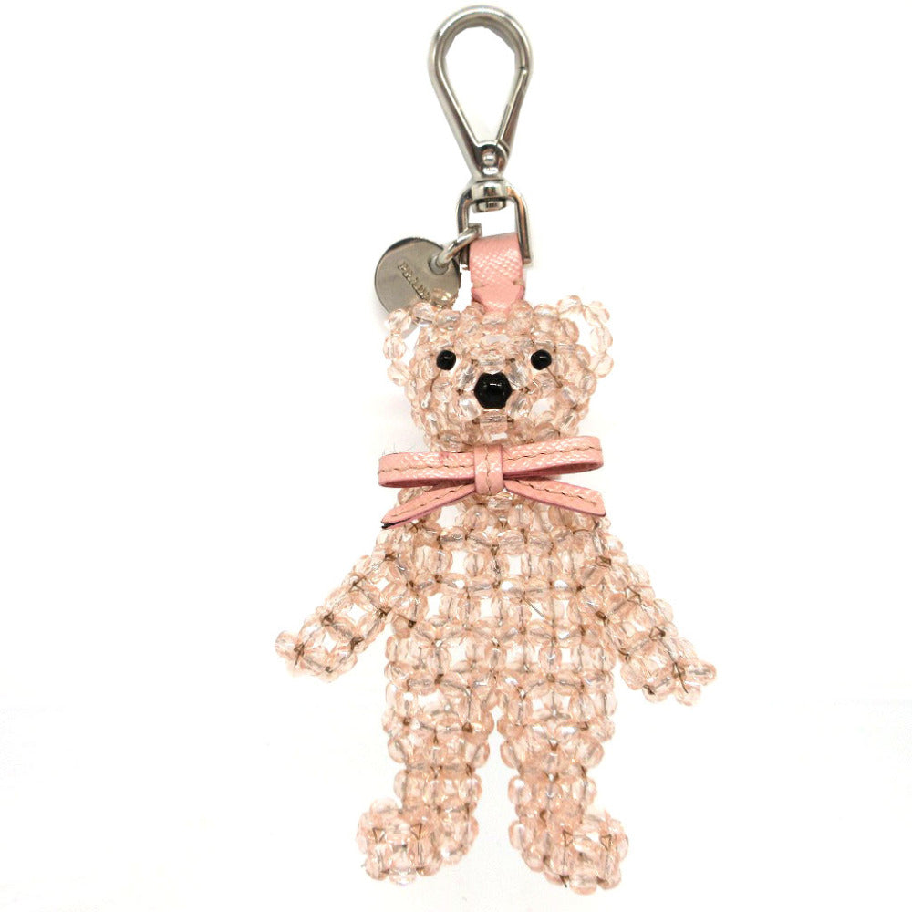 美品 プラダ ベア くま クリスタル ピンク バッグチャーム キーホルダー 0076【中古】PRADA